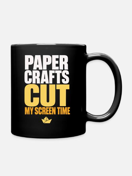 Paper Crafts Cut My Screen Time - Tasse einfarbig - Schwarz
