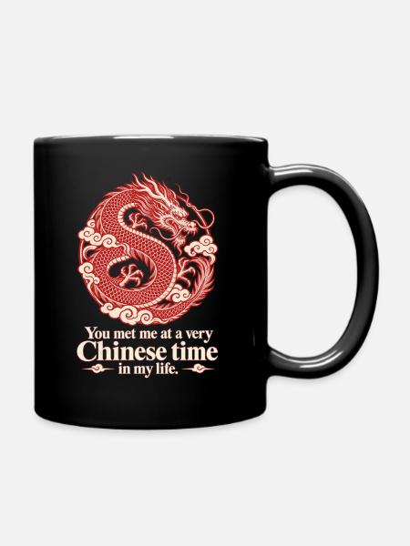 Chinesisches Drachenwolken-Emblem - Tasse einfarbig - Schwarz