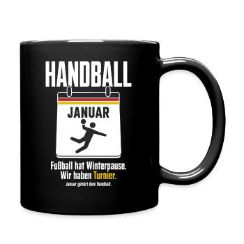 Januar gehört dem Handball – Deutschland Fan - Tasse einfarbig - Schwarz - Rechts