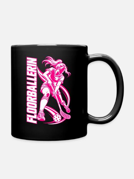 Floorball Powerfrau - Tasse einfarbig - Schwarz