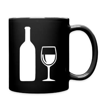 Weinflasche und Weinglas Wein Geschenk Genießer - Tasse einfarbig - Schwarz - Rechts