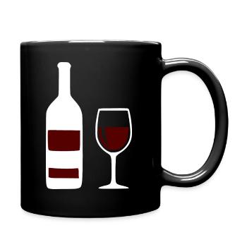 Weinflasche und Weinglas Wein Geschenk Genießer - Tasse einfarbig - Schwarz - Rechts