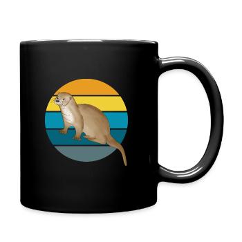 Fischotter vintage retro - Tasse einfarbig - Schwarz - Rechts