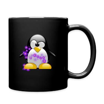 Lustiger Pinguin - Tasse einfarbig - Schwarz - Rechts