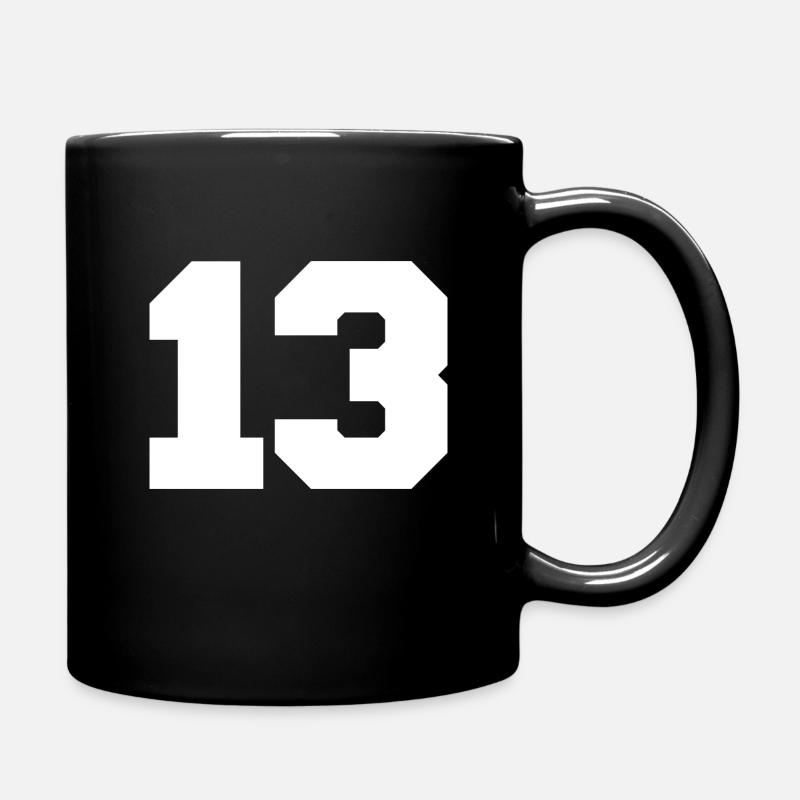 13 Thirteen number lucky number birthday - Full Colour Mug - black