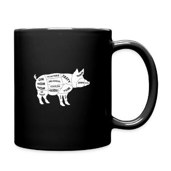Schwein Einzelteile - Fleisch Butcher Grillen BBQ - Tasse einfarbig - Schwarz - Rechts