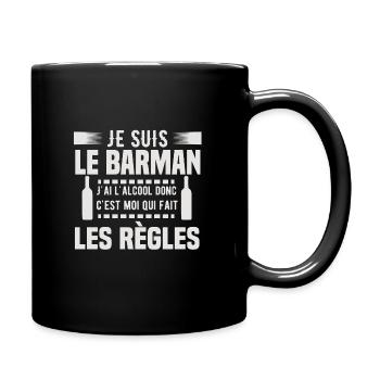 Je suis le barman humour alcool règles drôles - Mug uni - noir - Droite