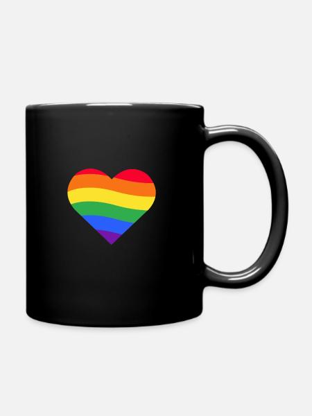 Gay Pride Regenbogenfarbe LGBT - Tasse einfarbig - Schwarz