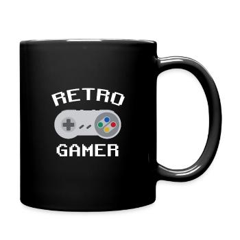 Gamer rétro blanc - Mug uni - noir - Droite
