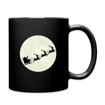 Lune avec le traîneau du Père Noël en silhouette devant elle - Mug uni - noir - Droite