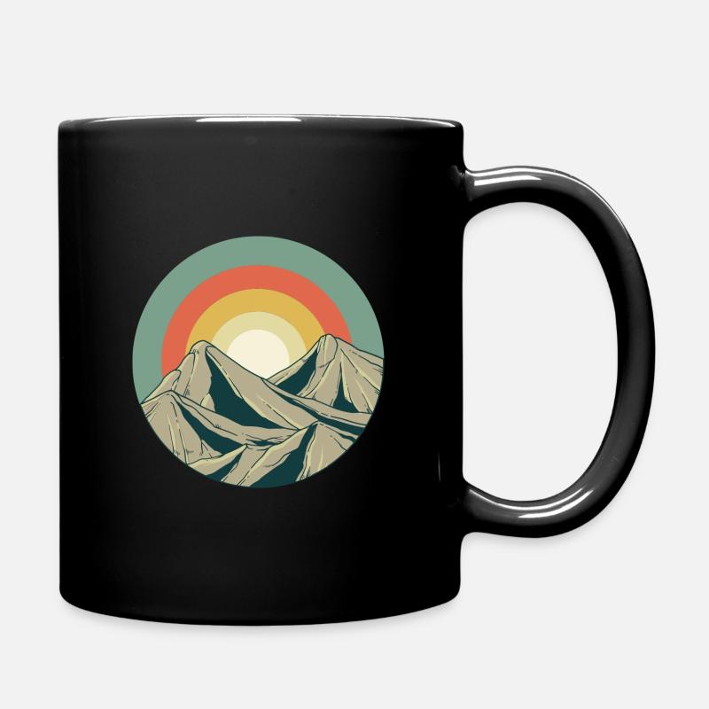 Retro Vintage Berge Wandern Design - Tasse einfarbig - Schwarz