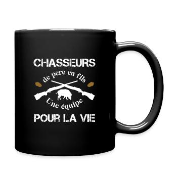 t-shirt chasseurs de père en fils - Mug uni - noir - Droite