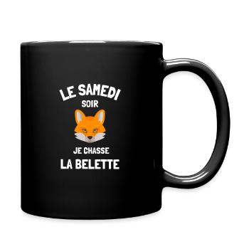 Samedi soir je chasse belette humour célibataire - Mug uni - noir - Droite