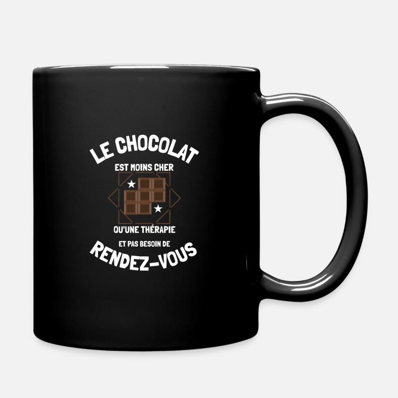 Le chocolat est moins cher qu'une thérapie humour - Mug uni - noir