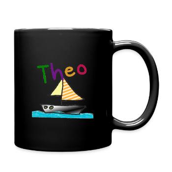 Theo prénom garçon voilier nom bateau - Mug uni - noir - Droite