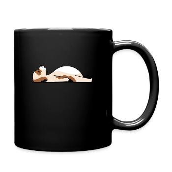 Funny dog lies on its back to relax - Full Colour Mug - black - Right
