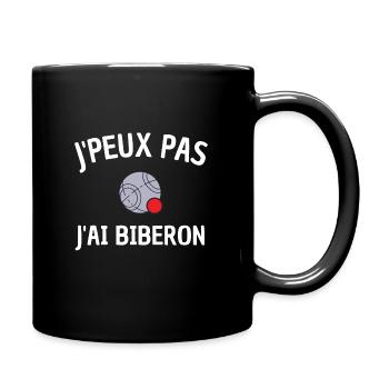 Je peux pas j'ai biberon boule de pétanque humour - Mug uni - noir - Droite