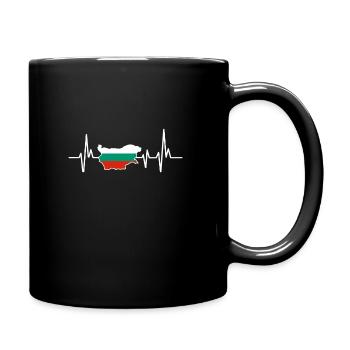 Heartbeat Design Bulgarian Flag Bulgaria - Full Colour Mug - black - Right