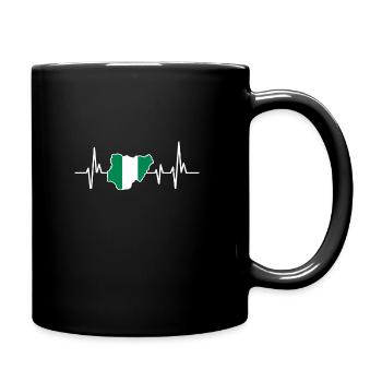 Heartbeat Design Nigerian Flag Nigeria - Full Colour Mug - black - Right