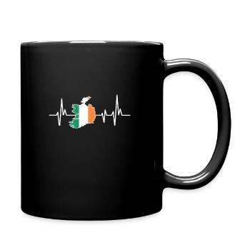 Herzschlag Design Irische Flagge Irland - Tasse einfarbig - Schwarz - Rechts