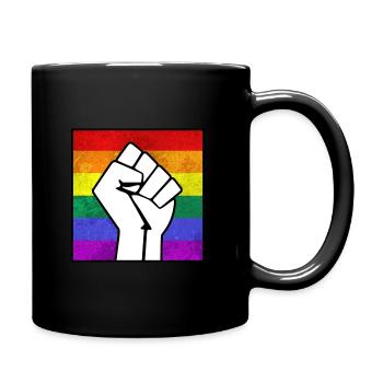 Regenbogen LGBT Pride Faust Aufkleber - Tasse einfarbig - Schwarz - Rechts