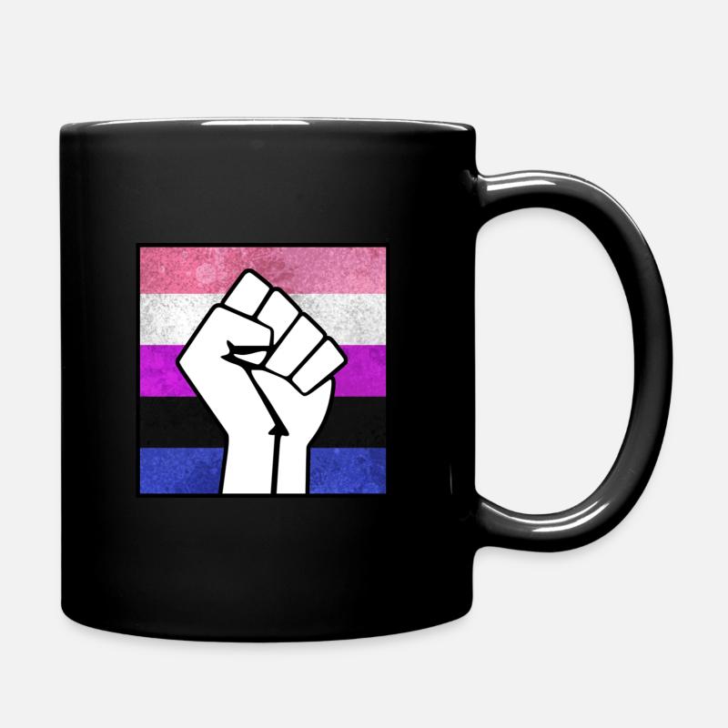 Autocollant Genderfluid Pride Fist - Mug uni - noir