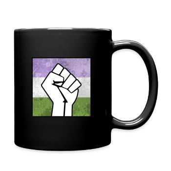 Genderqueer Pride Faust Aufkleber - Tasse einfarbig - Schwarz - Rechts