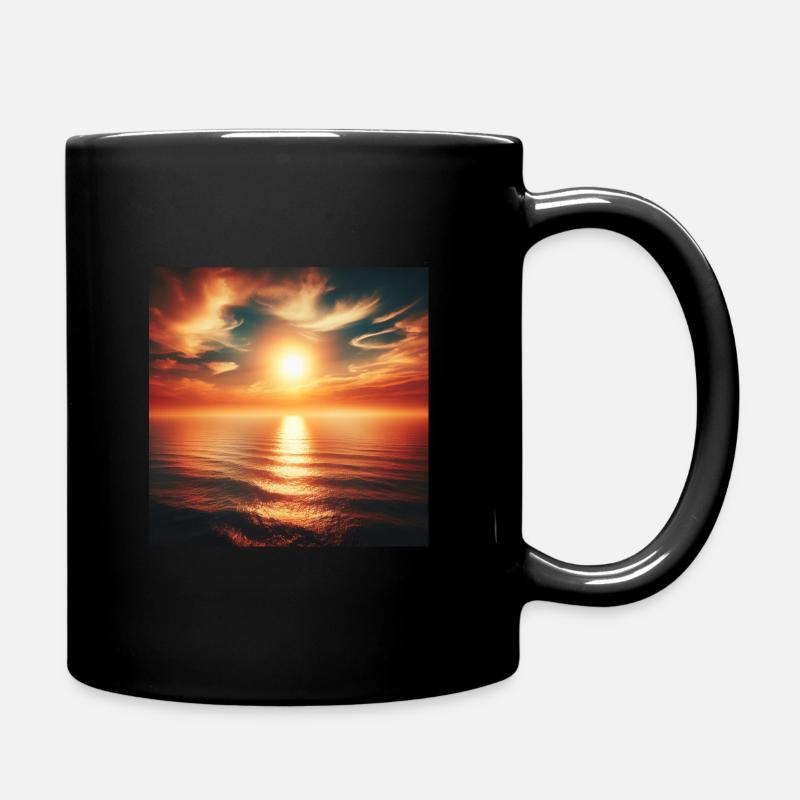 Meeresrauschen mit einem Sonnenuntergang - Tasse einfarbig - Schwarz