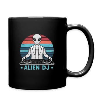 Alien DJ Vintage Coucher de soleil - Mug uni - noir - Droite