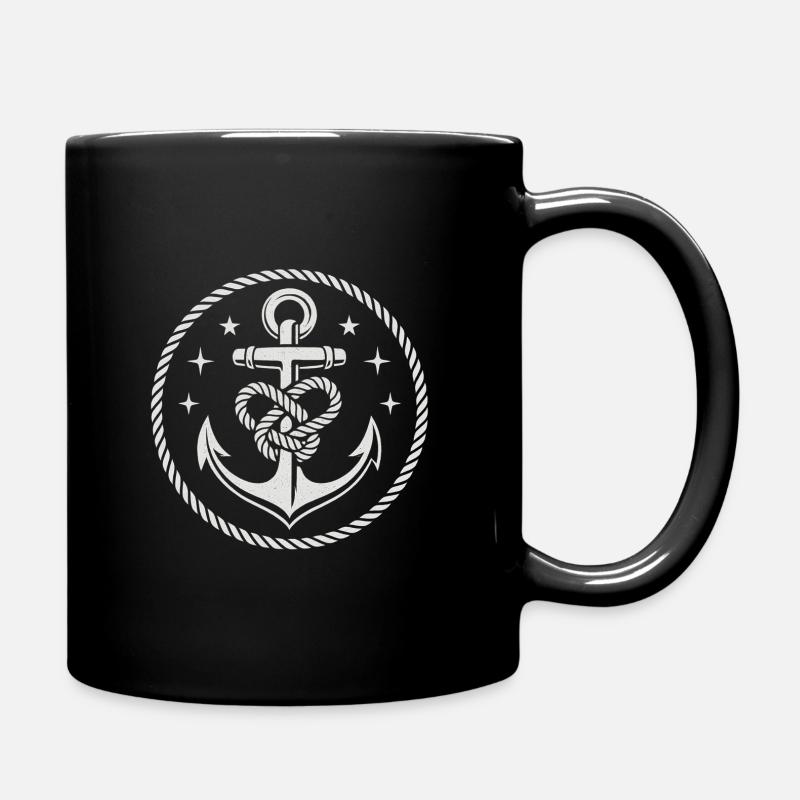 Nautical anchor with rope knots - Full Colour Mug - black