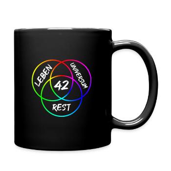 The Answer is 42 - Antwort auf alles & alle Fragen - Tasse einfarbig - Schwarz - Rechts