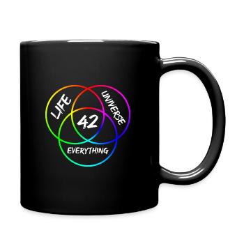 The Answer is 42 - Answer to everything & all questions - Full Colour Mug - black - Right