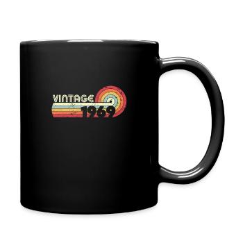 1969 Vintage Print, Geburtstagsgeschenk Tee. Retro - Tasse einfarbig - Schwarz - Rechts