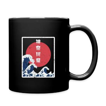 Japanese Print. Retro Style Kanagawa, The Great - Full Colour Mug - black - Right