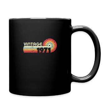 1971 Vintage Print, Geburtstagsgeschenk Tee. Retro - Tasse einfarbig - Schwarz - Rechts