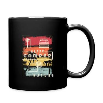 Happy Camper Design. Retro Style Nature, Outdoors - Full Colour Mug - black - Right