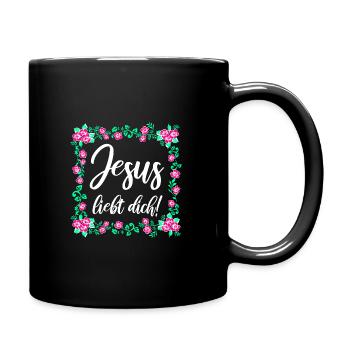 Jesus Liebt Dich - Tasse einfarbig - Schwarz - Rechts