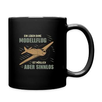 Ein leben ohne modellflug Segelflieger Flugzeug - Tasse einfarbig - Schwarz - Rechts