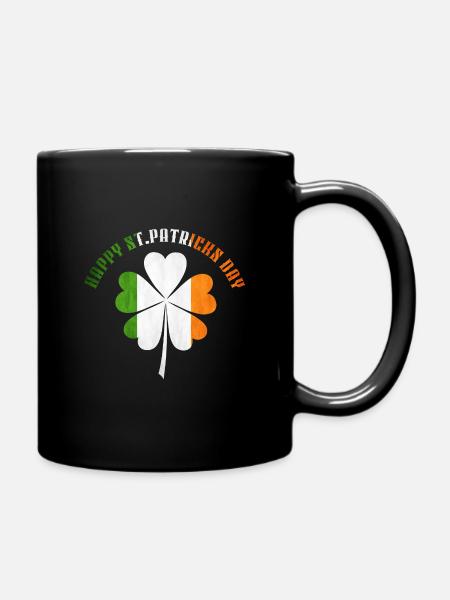 Happy St. Patrick's Day - Shamrock - Flag Colors - Full Colour Mug - black