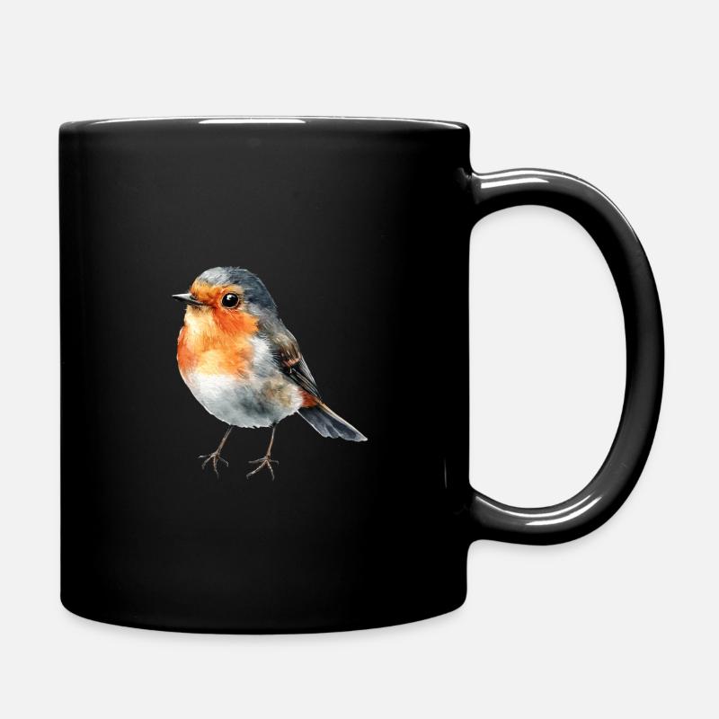 Aquarell Rotkehlchen - Tasse einfarbig - Schwarz