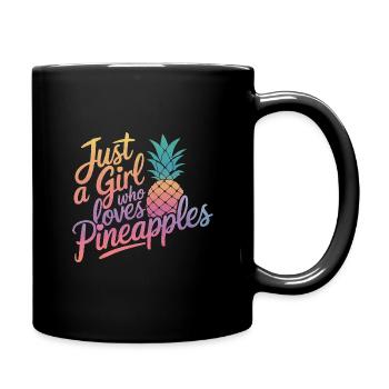 Ananas tropische hawaiianische Frucht - Tasse einfarbig - Schwarz - Rechts