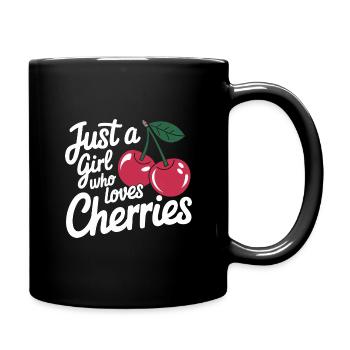 Kirsche Kirschen Früchte Essen - Tasse einfarbig - Schwarz - Rechts