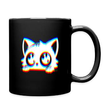 EDM Cat Glitch Style - Full Colour Mug - black - Right