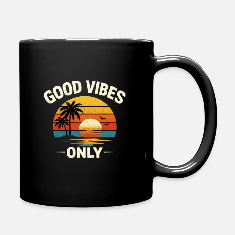 Sunset Palm Trees - Full Colour Mug - black