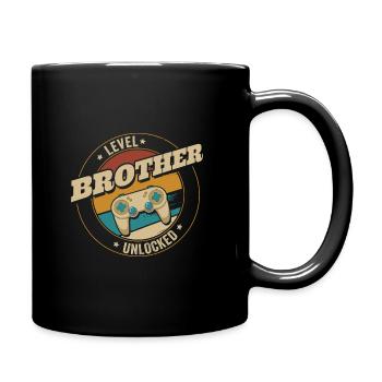 Brother Level Unlocked Bruder Gamer - Tasse einfarbig - Schwarz - Rechts