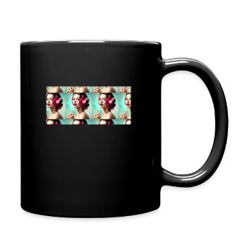 Schönheit mit Blumen - Tasse einfarbig - Schwarz - Rechts