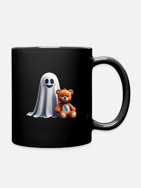 The ghost and the tickling teddy bear - Full Colour Mug - black