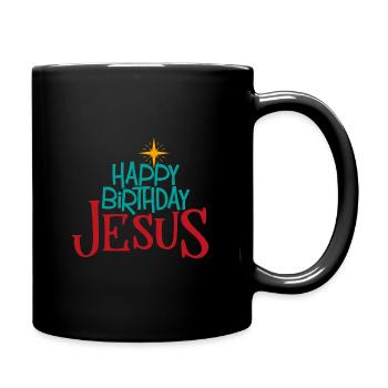 Happy Birthday Jesus Xmas Gift - Full Colour Mug - black - Right