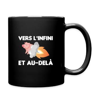 cadeau marrant cochon volant cochon de l'espace - Mug uni - noir - Droite
