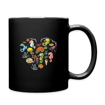 Seepferdchen Herz Seepferdchen Fan - Tasse einfarbig - Schwarz - Rechts